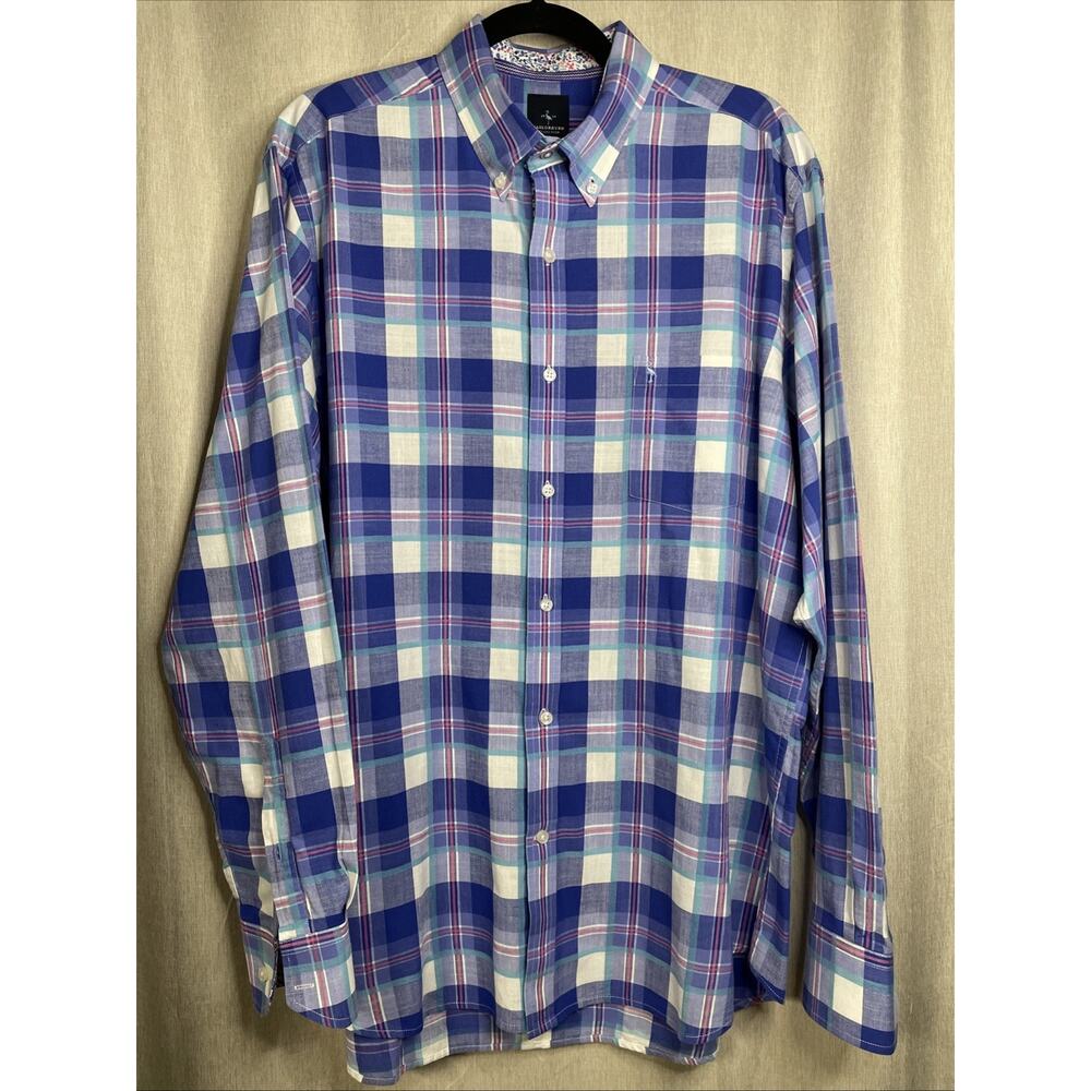 Tailorbyrd Collection Dress Shirt Men's XL Blue Long Sleeve Flip Cuff Button Up